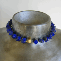 <em>Stemodia grossa - Wildflower Collection, </em>lapis lazuli cubes, gold-plated silver magnetic catch, 42cm long, no 1426.