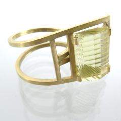 <em>Banksia Expectation - Wildflower Collection,</em> ring, 18ct gold, 9.83 cts lazer-cut prasiolite, 2.0 x 3.0 x 2.5cm, no1090b.