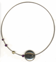 <em>Twilight Call - Communications Series, </em>Neckring & Brooch, sterling silver, 18ct gold, amethyst, 20 x 22 x 10cm, no 0584.