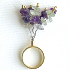 <em>Sea Anemone IV - Seashore Collection,</em> ring,18ct gold, steel, aquamarine, amethyst, 5.5 x 3.0 x 3.0cm, no 0678d.