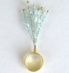 <em>Aquamarine Anemone - Seashore Collection,</em> 18ct gold, aquamarine, steel, 7.5 x 3.5 x 2.0cm, no 0678a.
