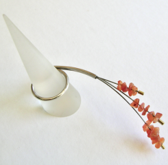 <em>Eremaea acutifolia cascade - Wildflower Collection,</em> sterling silver, 18ct gold, carnelian, steel, size Q, no 0385a.