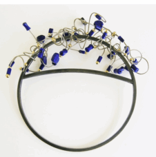 <em>Dampiera lavandulaceae - Wildflower Collection,</em> oxidized sterling silver, lapis lazuli, gold-plated brass, 11.5 x 11.5 x 4.0cm, no 1457.