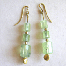 <em>Eucalyptus - Wandoo - Wildflower Collection,</em> earrings, 18ct gold shepherd’s hooks, phrenite beads, goldplated silver beads, 6.0 x 1.2 x 1.0cm, no 1431.