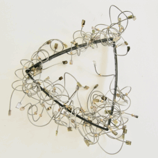 <em>Grevillea olivaceae - Wildflower Collection, </em>sterling silver, steel cable, peridot, citrine, tourmaline,15 x 15 x 4.0cm, no 1036.