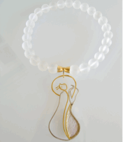 <em>The Arts - Inspiration - Beethovenfries - Homage to Klimt,</em> Necklace, 18ct yellow gold and sterling silver on frosted quartz beads with 18ct gold catch, 15 x 23 x 1.5 cm, no 1022.