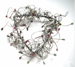 <em>Hakea clavata - Wildflower Collection,</em> bracelet, oxidised sterling silver, steel cable, tourmaline, 15 x 15 x 7cm, no 1034.