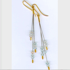<em>Aquamarine Urchin - Seashore Collection, </em>earrings, facetted aquamarine beads 9.0 x 1.2 x 1.5cm, no 0959.