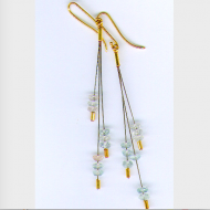 <em>Aquamarine Urchin - Seashore Collection, </em>earrings, facetted aquamarine beads 9.0 x 1.2 x 1.5cm, no 0959.