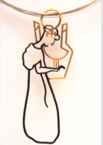 <em>Die Musik - Homage to Klimt,</em> Pendant, 18ct yellow gold, oxidized sterling silver on 18ct gold and steel cable 3 strand neckring, 15 x 23 x 1.5cm, no 0993.