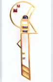 <em>Emilie Flöge I - Homage to Klimt, </em>brooch, 18ct yellow gold, iolite, rhodalite, yellow sapphire, 8.0 x 2.8 x 0.7cm, no 0981.