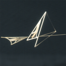 <em>Pyramid II,</em> bracelet/hairpin, sterling silver, gilding metal, copper, c. 10 x 10 x 3.5cm, no 0474.