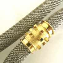 <em>Banksia Prionotes - Acorn banksia - Wildflower Collection,</em> necklace, 18ct gold multi-coloured sapphires, steel mesh rope, 90 x 2cm diameter, no 1398.